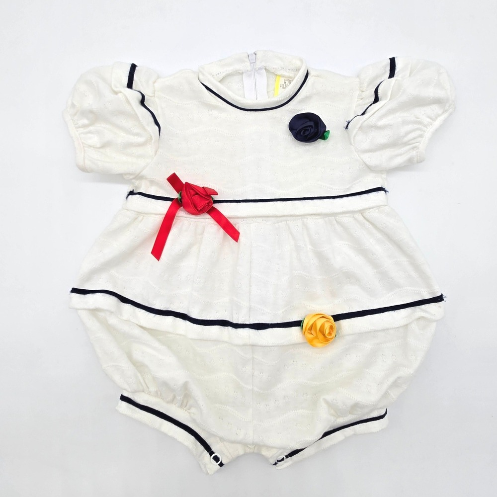 White Baby Girls' Romper with Floral Accents